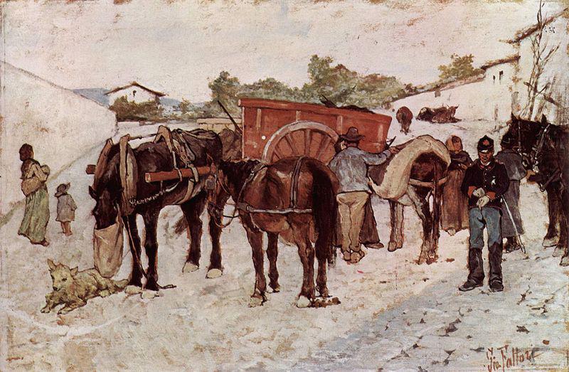 Giovanni Fattori Strada di campagna con i contadini e soldati china oil painting image
